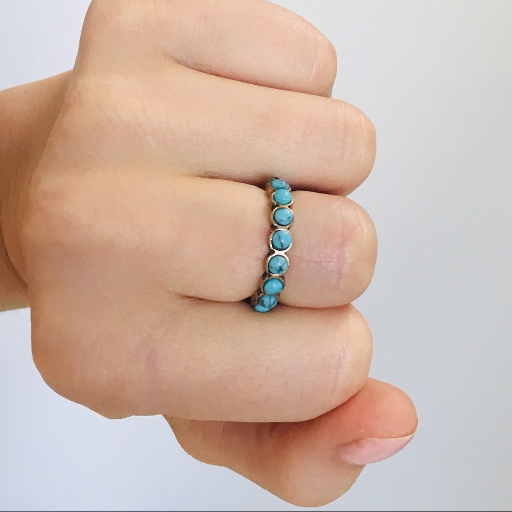 SOLD Chloe + Isabel Golden Lotus Turquoise Ring - Picture 7 of 8
